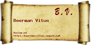 Beerman Vitus névjegykártya